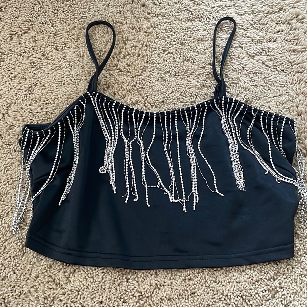 Black and silver crop top